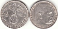 2 Reichsmark 1938 Deutsches Reich Hindenburg E ss
